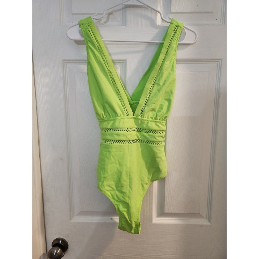 neon‎ green one piece swimsuit 90s Y2k